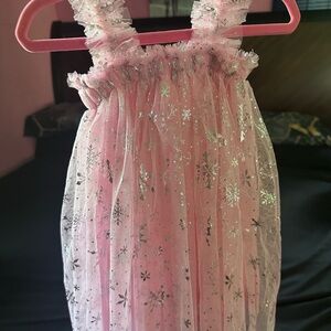 Pink Dress with Silver Snowflake Pattern